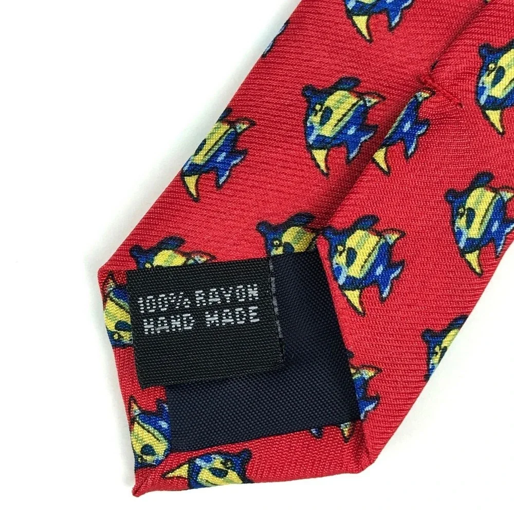 Utopia Men's Tie Handmade Red Yellow Fish Ocean Sea Life Animal Necktie 57